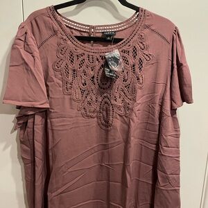 Torrid Women's Dusty Rose Crochet Accent Blouse